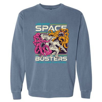 Space Busters Video Game Cartridge Garment-Dyed Sweatshirt