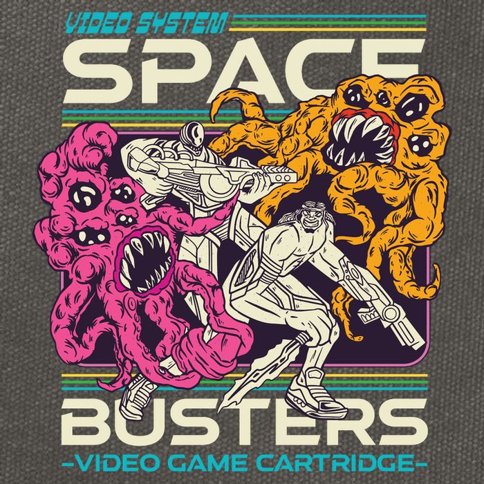 Space Busters Video Game Cartridge Cotton Canvas Backpack