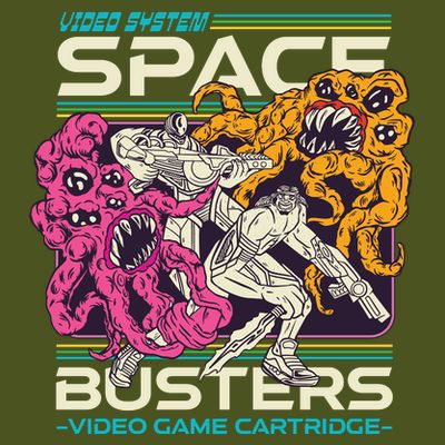 Space Busters Video Game Cartridge T-Shirt