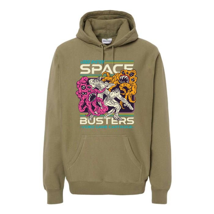 Space Busters Video Game Cartridge Premium Hoodie