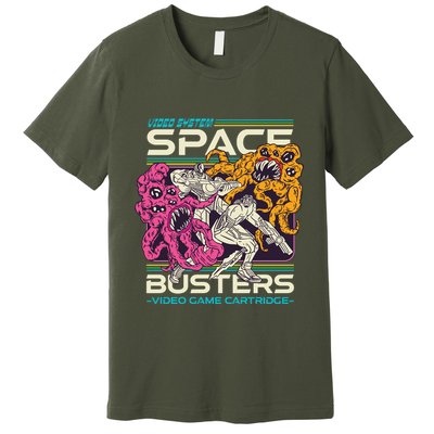 Space Busters Video Game Cartridge Premium T-Shirt