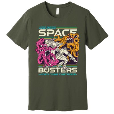 Space Busters Video Game Cartridge Premium T-Shirt