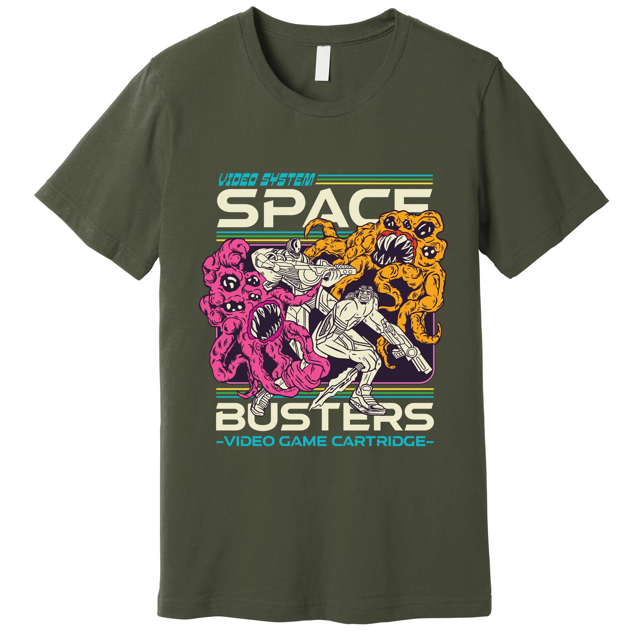 Space Busters Video Game Cartridge Premium T-Shirt