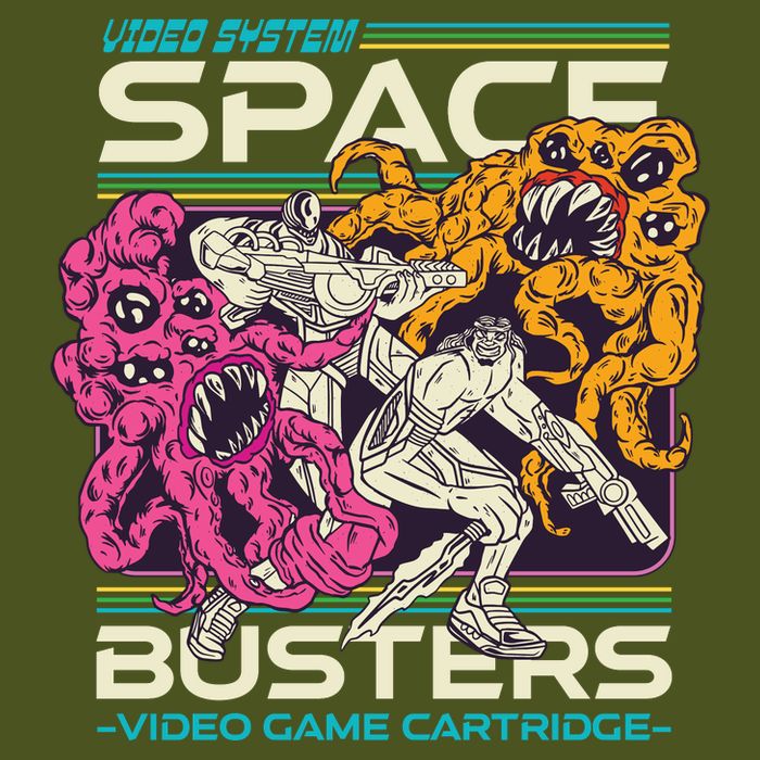 Space Busters Video Game Cartridge Premium T-Shirt