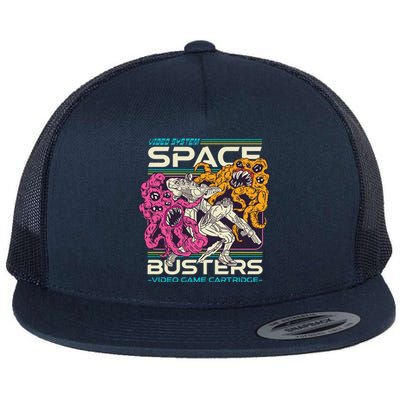 Space Busters Video Game Cartridge Flat Bill Trucker Hat