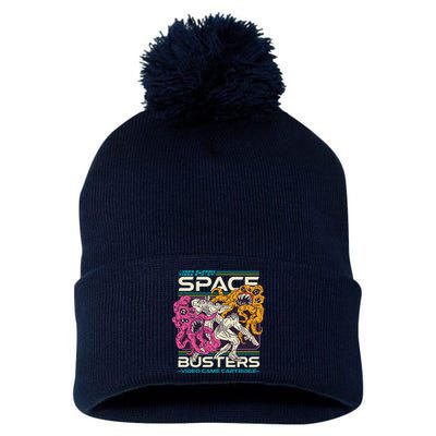 Space Busters Video Game Cartridge Pom Pom 12in Knit Beanie