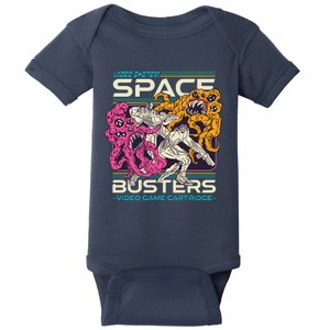 Space Busters Video Game Cartridge Baby Bodysuit