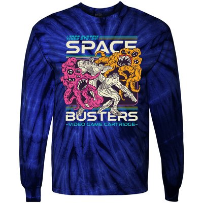 Space Busters Video Game Cartridge Tie-Dye Long Sleeve Shirt