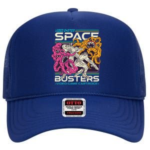 Space Busters Video Game Cartridge High Crown Mesh Back Trucker Hat