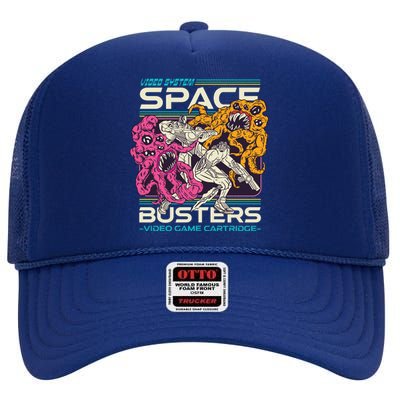 Space Busters Video Game Cartridge High Crown Mesh Back Trucker Hat