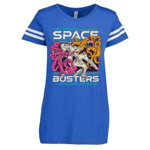 Space Busters Video Game Cartridge Enza Ladies Jersey Football T-Shirt