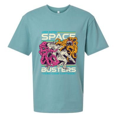 Space Busters Video Game Cartridge Sueded Cloud Jersey T-Shirt