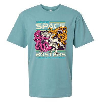 Space Busters Video Game Cartridge Sueded Cloud Jersey T-Shirt