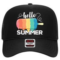 Sunny Beach Vacation Ice Cream Popsicle Hello Summer High Crown Mesh Back Trucker Hat