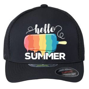 Sunny Beach Vacation Ice Cream Popsicle Hello Summer Flexfit Unipanel Trucker Cap