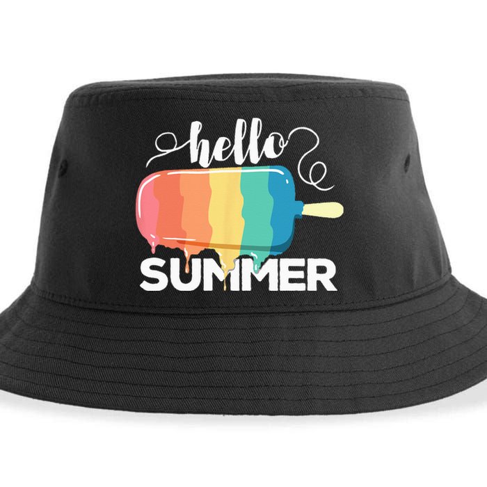 Sunny Beach Vacation Ice Cream Popsicle Hello Summer Sustainable Bucket Hat