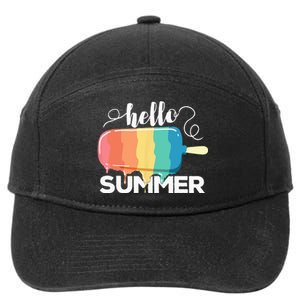 Sunny Beach Vacation Ice Cream Popsicle Hello Summer 7-Panel Snapback Hat