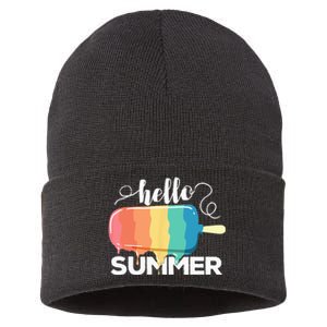 Sunny Beach Vacation Ice Cream Popsicle Hello Summer Sustainable Knit Beanie