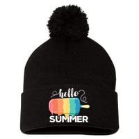 Sunny Beach Vacation Ice Cream Popsicle Hello Summer Pom Pom 12in Knit Beanie