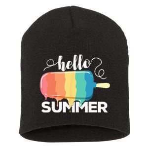 Sunny Beach Vacation Ice Cream Popsicle Hello Summer Short Acrylic Beanie