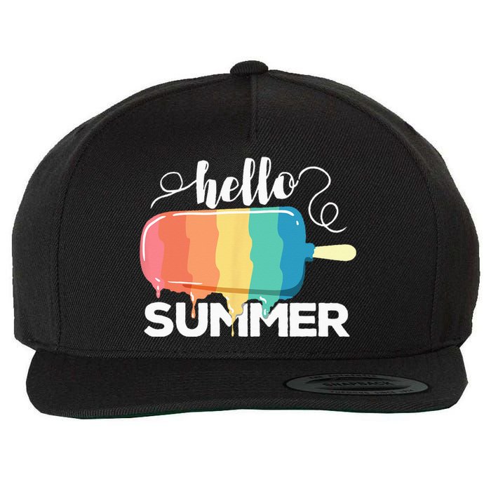 Sunny Beach Vacation Ice Cream Popsicle Hello Summer Wool Snapback Cap