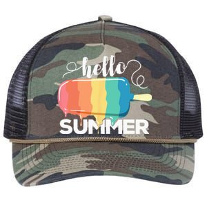 Sunny Beach Vacation Ice Cream Popsicle Hello Summer Retro Rope Trucker Hat Cap