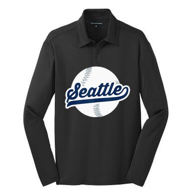 Seattle Baseball Vintage Pride Love City Silk Touch Performance Long Sleeve Polo