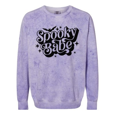 Spooky Babe Vibes Bat Halloween Premium Colorblast Crewneck Sweatshirt