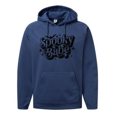 Spooky Babe Vibes Bat Halloween Premium Performance Fleece Hoodie