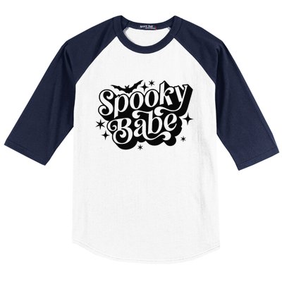 Spooky Babe Vibes Bat Halloween Premium Baseball Sleeve Shirt