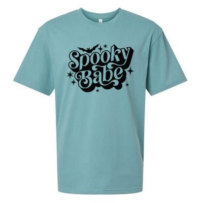 Spooky Babe Vibes Bat Halloween Premium Sueded Cloud Jersey T-Shirt