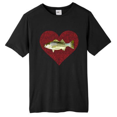 Striped Bass Valentines Day Fish Love Fingerprint Gift Tall Fusion ChromaSoft Performance T-Shirt