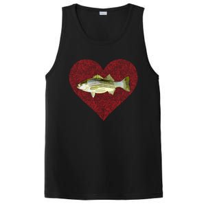 Striped Bass Valentines Day Fish Love Fingerprint Gift PosiCharge Competitor Tank