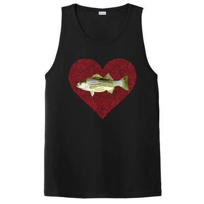 Striped Bass Valentines Day Fish Love Fingerprint Gift PosiCharge Competitor Tank