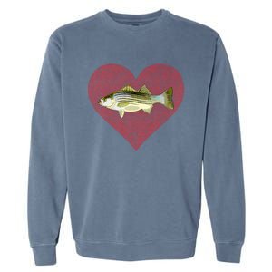 Striped Bass Valentines Day Fish Love Fingerprint Gift Garment-Dyed Sweatshirt