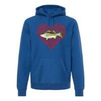 Striped Bass Valentines Day Fish Love Fingerprint Gift Premium Hoodie