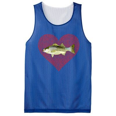 Striped Bass Valentines Day Fish Love Fingerprint Gift Mesh Reversible Basketball Jersey Tank