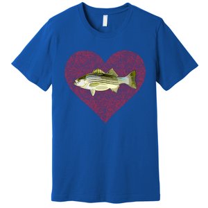 Striped Bass Valentines Day Fish Love Fingerprint Gift Premium T-Shirt