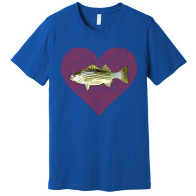 Striped Bass Valentines Day Fish Love Fingerprint Gift Premium T-Shirt