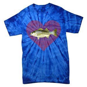 Striped Bass Valentines Day Fish Love Fingerprint Gift Tie-Dye T-Shirt