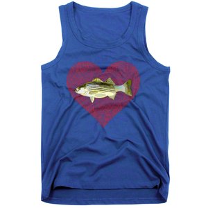 Striped Bass Valentines Day Fish Love Fingerprint Gift Tank Top