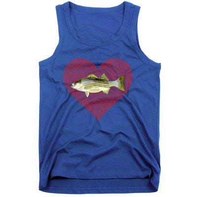 Striped Bass Valentines Day Fish Love Fingerprint Gift Tank Top