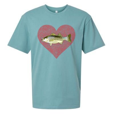 Striped Bass Valentines Day Fish Love Fingerprint Gift Sueded Cloud Jersey T-Shirt