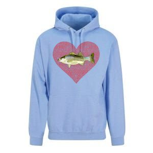 Striped Bass Valentines Day Fish Love Fingerprint Gift Unisex Surf Hoodie