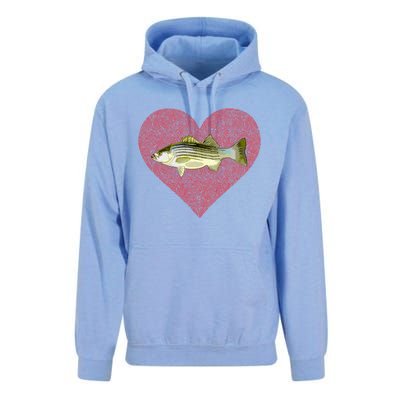 Striped Bass Valentines Day Fish Love Fingerprint Gift Unisex Surf Hoodie