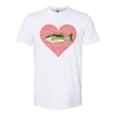 Striped Bass Valentines Day Fish Love Fingerprint Gift Softstyle CVC T-Shirt