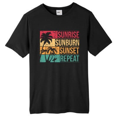 Summer Beach Vacation And Sunrise Sunburn Sunset Repeat Gift Tall Fusion ChromaSoft Performance T-Shirt