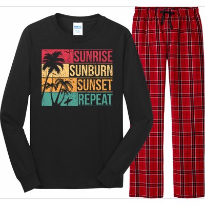 Summer Beach Vacation And Sunrise Sunburn Sunset Repeat Gift Long Sleeve Pajama Set