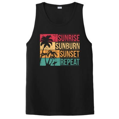 Summer Beach Vacation And Sunrise Sunburn Sunset Repeat Gift PosiCharge Competitor Tank