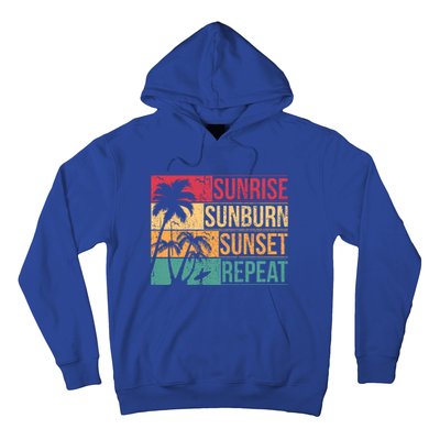 Summer Beach Vacation And Sunrise Sunburn Sunset Repeat Gift Hoodie